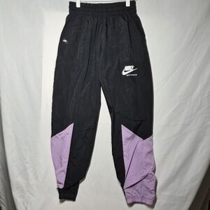 Nike Sportswear Girls Heritage Windpants Woven Nylon Pants Size LG Black & Purpl